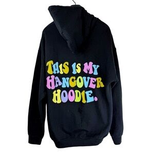 NWOT HANGOVER HOODIES (HH) Women's Black Oversized Vintage Graphic Hoodie L